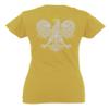 0083. Poland Pride Vintage Style Retro Polish Eagle Flag Polska Soccer for Women V Neck Fitted T Shirt (Gold Medium) view 3