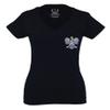 0083. Poland Pride Vintage Style Retro Polish Eagle Flag Polska Soccer for Women V Neck Fitted T Shirt (Black, X Small) view 2