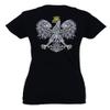 0083. Poland Pride Vintage Style Retro Polish Eagle Flag Polska Soccer for Women V Neck Fitted T Shirt (Black, X Small) view 3