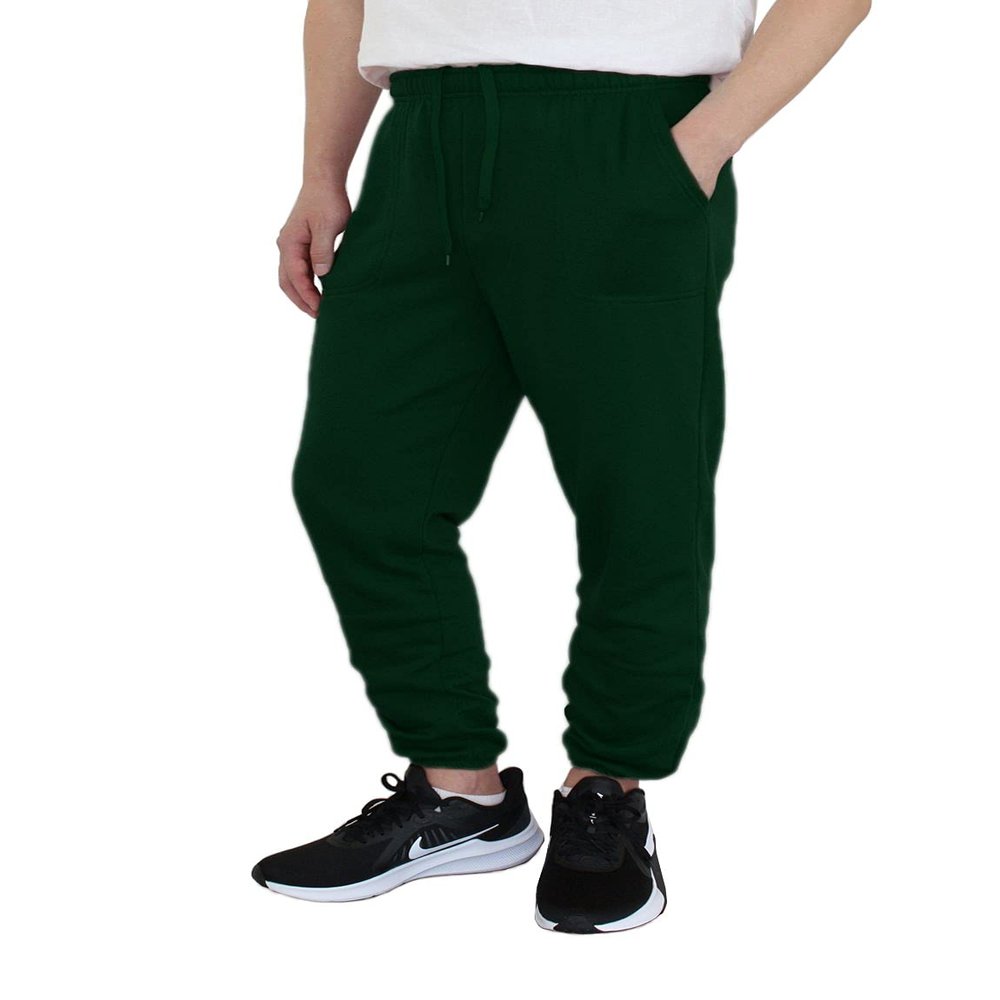 AIRNINE Men's Lightweight Fleece Joggers Sweatpants (S to 6XL) (DK Green_S78, Large, l)
