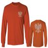 0083. Poland Pride Vintage Style Retro Polish Eagle Flag Polska Soccer Men's Long Sleeve t Shirt (Orange X-Large) view 1