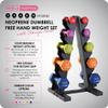 HolaHatha Neoprene Dumbbell Weights Set with Rack, Home Gym Equipment, 56 Lbs, Multicolor - Portable Weighted Exercise Dumbbells for Fitness, Training, and Lifting Workouts view 2