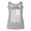 0093. Vintage White American Flag United States America USA Military Patriotic Style Women's Tank Top Racerback (Light Gray X Small) view 1