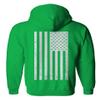 0092. White Vintage American Flag United States America USA us Military Patriotic Sweatshirt Pullover Hoodie (Irish, Large) view 3