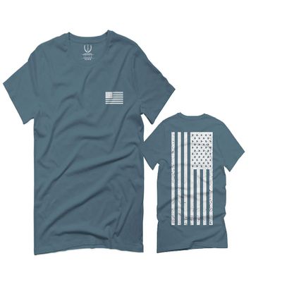 0092. White Vintage American Flag United States America USA us Military Patriotic for Men T Shirt (Indigo 2X-Large)