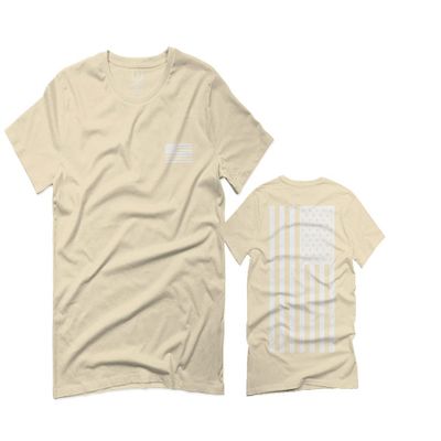 0092. White Vintage American Flag United States America USA us Military Patriotic for Men T Shirt (Beige 2X-Large)