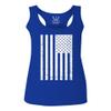 0093. Vintage White American Flag United States America USA Military Patriotic Style Women's Tank Top Racerback (Royal Large) view 1