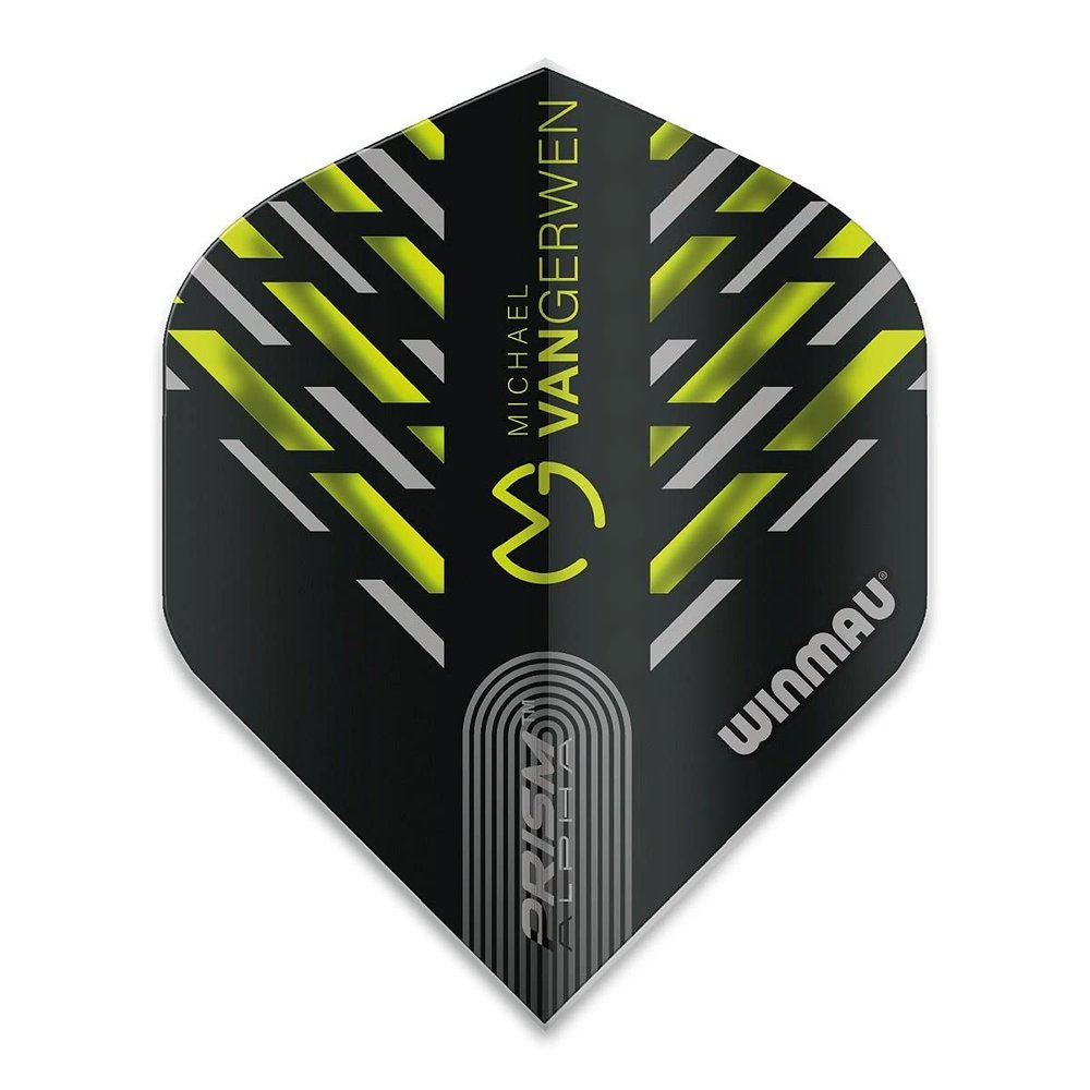 Winmau Prism Alpha Pro Player Michael Van Gerwen Dart Flights, MvG Green 180, 100 Micron Extra Strong (3 Sets - 9 Flights)