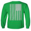 0092. White Vintage American Flag United States America USA us Military Patriotic Men's Long Sleeve t Shirt (Irish Green Small) view 3