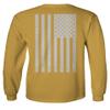 0092. White Vintage American Flag United States America USA us Military Patriotic Men's Long Sleeve t Shirt (Gold Medium) view 3