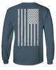 0092. White Vintage American Flag United States America USA us Military Patriotic Men's Long Sleeve t Shirt (Indigo Blue 2X Large) view 3