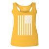 0093. Vintage White American Flag United States America USA Military Patriotic Style Women's Tank Top Racerback (Gold Medium) view 1