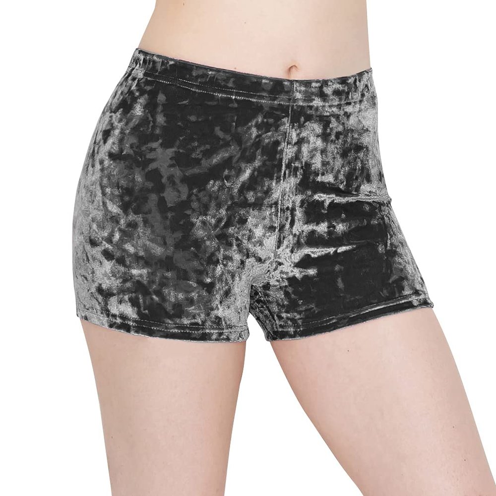 ALWAYS Womens Crushed Velvet Shorts  Buttery Soft Comfortable Sexy Boy Short Pants Charcoal Large