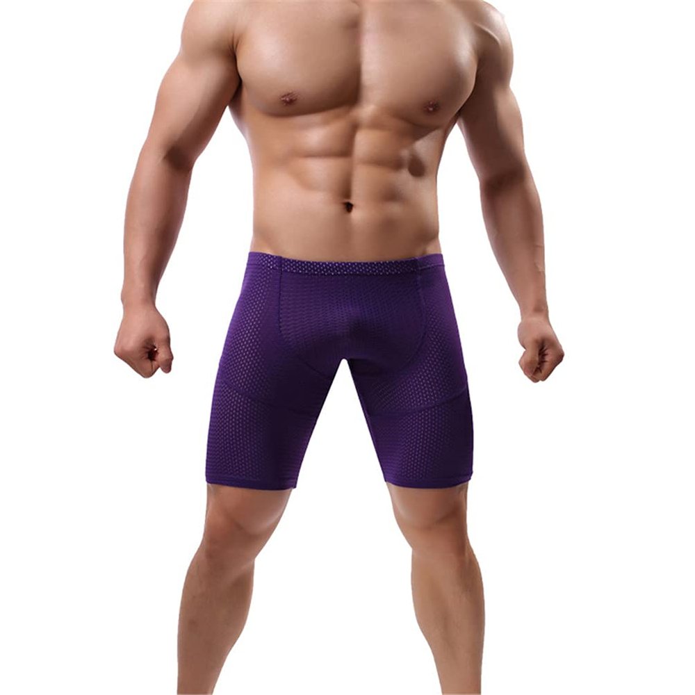 Familyhouse Mens Compression Shorts Tights Shorts Gym Sports Capri Workout Shorts Base Layer Undershorts (Purple,L)