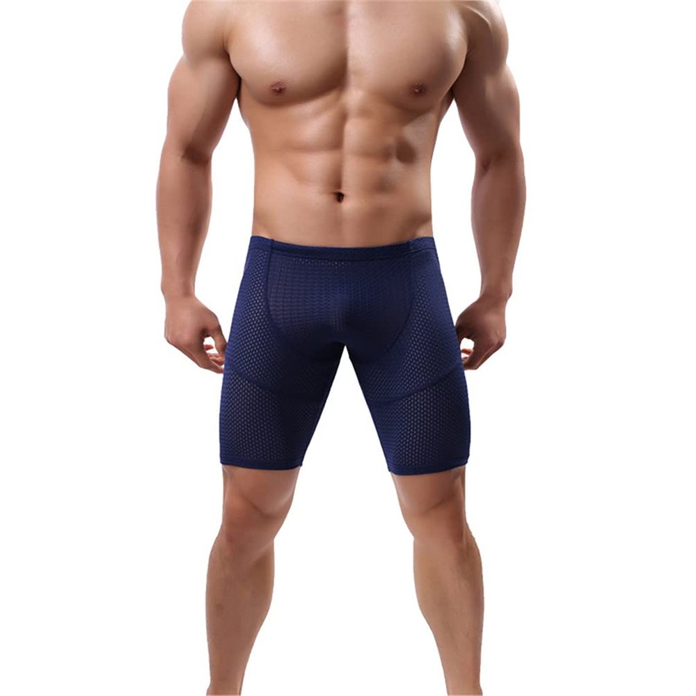 Familyhouse Mens Compression Shorts Tights Shorts Gym Sports Capri Workout Shorts Base Layer Undershorts (Navy Blue,M)