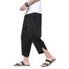 DOSLAVIDA Men's Casual Elastic Waist Linen Capri Pants Wide Leg Baggy Cotton Harem Yoga Trousers Loose Patchwork Shorts view 1