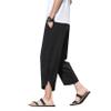 DOSLAVIDA Men's Casual Elastic Waist Linen Capri Pants Wide Leg Baggy Cotton Harem Yoga Trousers Loose Patchwork Shorts view 2