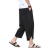 DOSLAVIDA Men's Casual Elastic Waist Linen Capri Pants Wide Leg Baggy Cotton Harem Yoga Trousers Loose Patchwork Shorts view 4