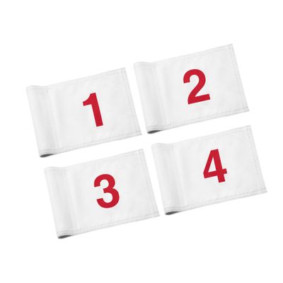 KINGTOP Numbered Golf Flag 8x6 Inch Upgraded Double Layer 420D Nylon, Double Sided Printing, Tube Inserted Mini Practice Putting Green Flags for Yard, White #1-4