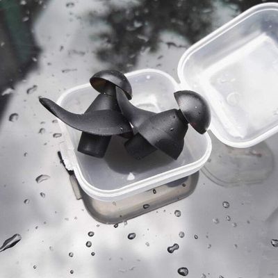 6 Sets Waterproof Swimming Earplugs Black Reusable Silicone Ear Plugs for Adult Swimming Bathing Showering Sleeping