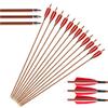 OBTOUTDOOR 12pcs Professional Archery Arrows Hunting Carbon Arrows 31" Spine 400/500 with 4" Red White Real Feathers Fletching for Recurve Bow/Compound Bow (Spine 400) view 1