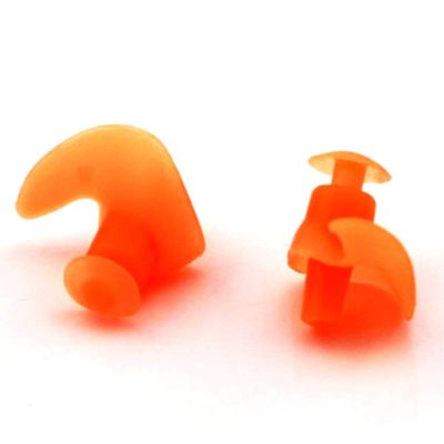 6 Sets Waterproof Swimming Earplugs Orange Reusable Silicone Ear Plugs for Adult Swimming Bathing Showering Sleeping