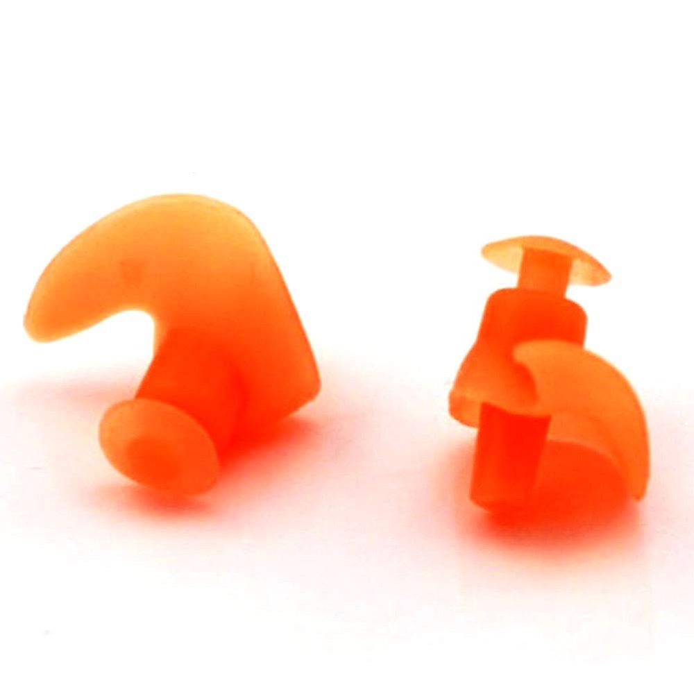 6 Sets Waterproof Swimming Earplugs Orange Reusable Silicone Ear Plugs for Adult Swimming Bathing Showering Sleeping