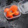 6 Sets Waterproof Swimming Earplugs Orange Reusable Silicone Ear Plugs for Adult Swimming Bathing Showering Sleeping view 2
