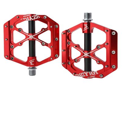 CATAZER Bike Pedals 3 Bearings Strong Lightweight Aluminum Alloy CNC Machined Non-Slip Bicycle Pedals for Road BMX MTB 9/16" (X12 Glossy red Black)