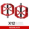 CATAZER Bike Pedals 3 Bearings Strong Lightweight Aluminum Alloy CNC Machined Non-Slip Bicycle Pedals for Road BMX MTB 9/16" (X12 Glossy red Black) view 2
