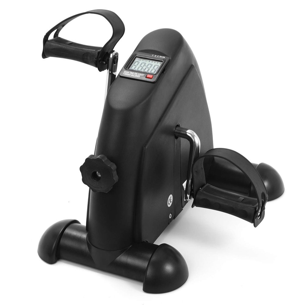 NMDCDH Mini Bike Under Desk Bike Mini Pedal Stepper Exercise Machine Portable Pedal Cycle Exercise Bike LCD Display Indoor Cycling Bike Stepper with Adjustable Resistance