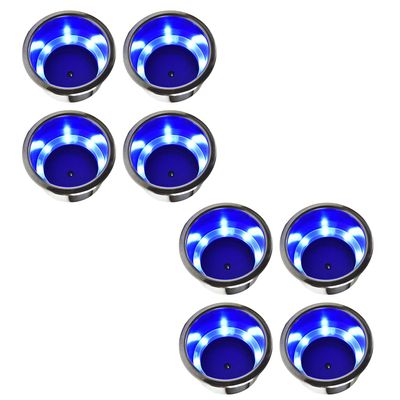 MARINE CITY 8 Blue LED Lights Cup Holder with Drain  304 Stainless Steel, Corrosion-Resistant, Easy to Install for Boats, Yachts, Ships, Kayaks (Pack of 8)