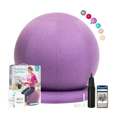 ENOVI ProBalance Yoga Ball Chair, Exercise Ball with Slipcover and Base for Office and Home, Birthing and Pregnancy, 65cm, AP