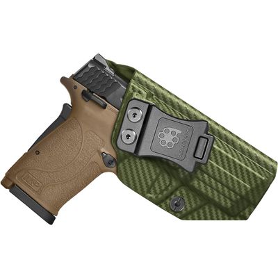 Amberide M&P Shield EZ/Equalizer IWB Holster, Kydex-Boltaron Inside Waistband Fit S&W Shield EZ & Equalizer 9mm, Quick Draw, Secure Retention, 030 Cant