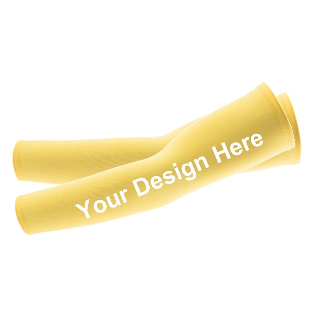 TopTie Custom 1 Pair Arm Sleeves for Men Women, Personalized Arm Compression Sleeve for Football, Basketball & Volleyball-1 Pair Yellow