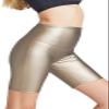 Yummie Women's Bronze Faux Leather Biker Short, Bronze, Large view 2