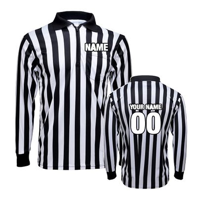 TopTie Men's Long Sleeve Striped Referee Shirt Design Online Personalized with Names, Numbers and Personalized Messages-Printing-M