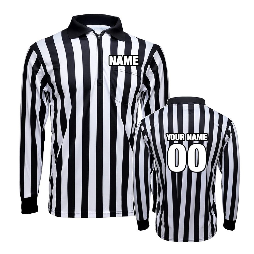 TopTie Men's Long Sleeve Striped Referee Shirt Design Online Personalized with Names, Numbers and Personalized Messages-Printing-M