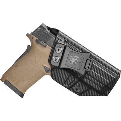 Amberide M&P Shield EZ/Equalizer IWB Holster, Kydex-Boltaron Inside Waistband Fit S&W Shield EZ & Equalizer 9mm, Quick Draw, Secure Retention, 030 Cant