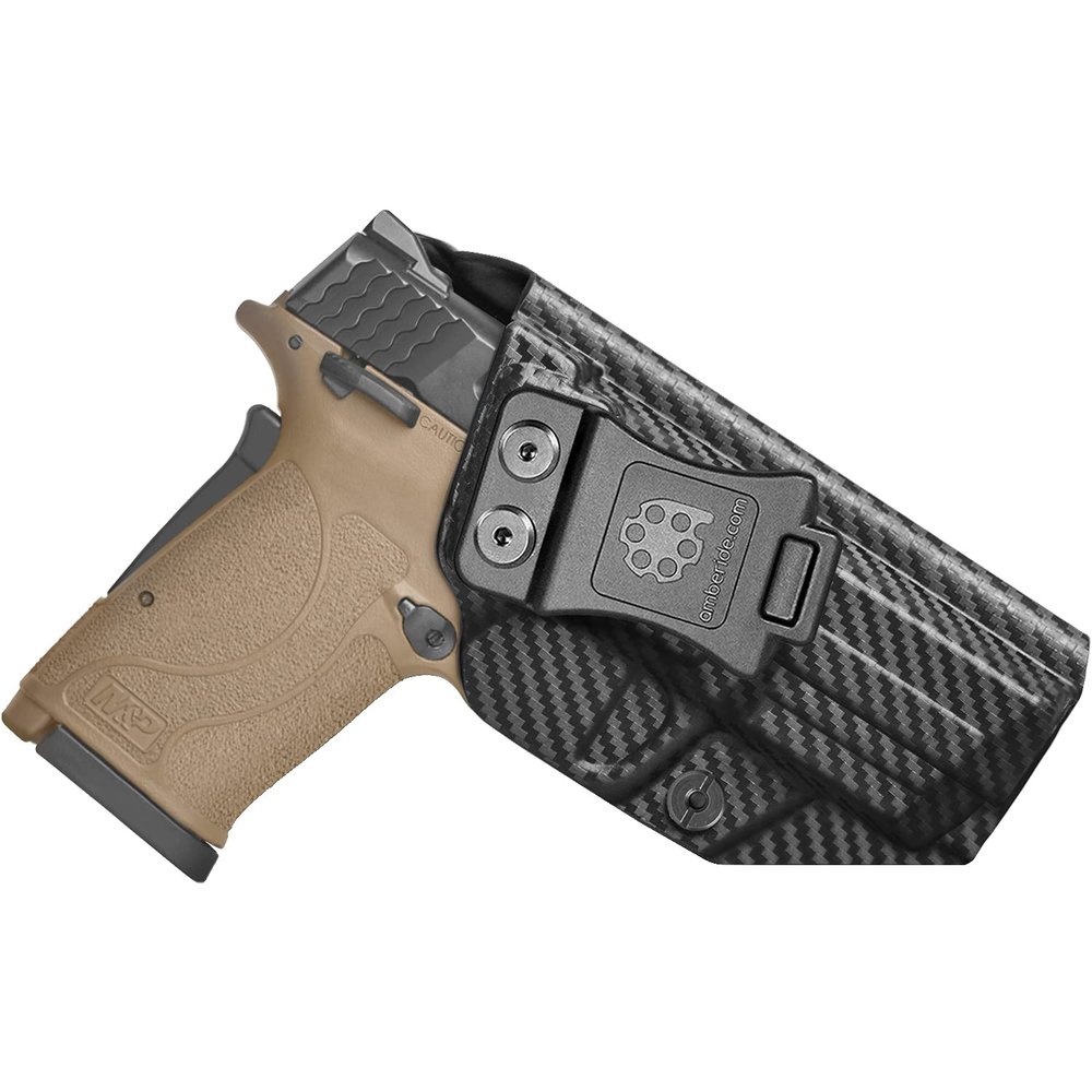 Amberide M&P Shield EZ/Equalizer IWB Holster, Kydex-Boltaron Inside Waistband Fit S&W Shield EZ & Equalizer 9mm, Quick Draw, Secure Retention, 030 Cant