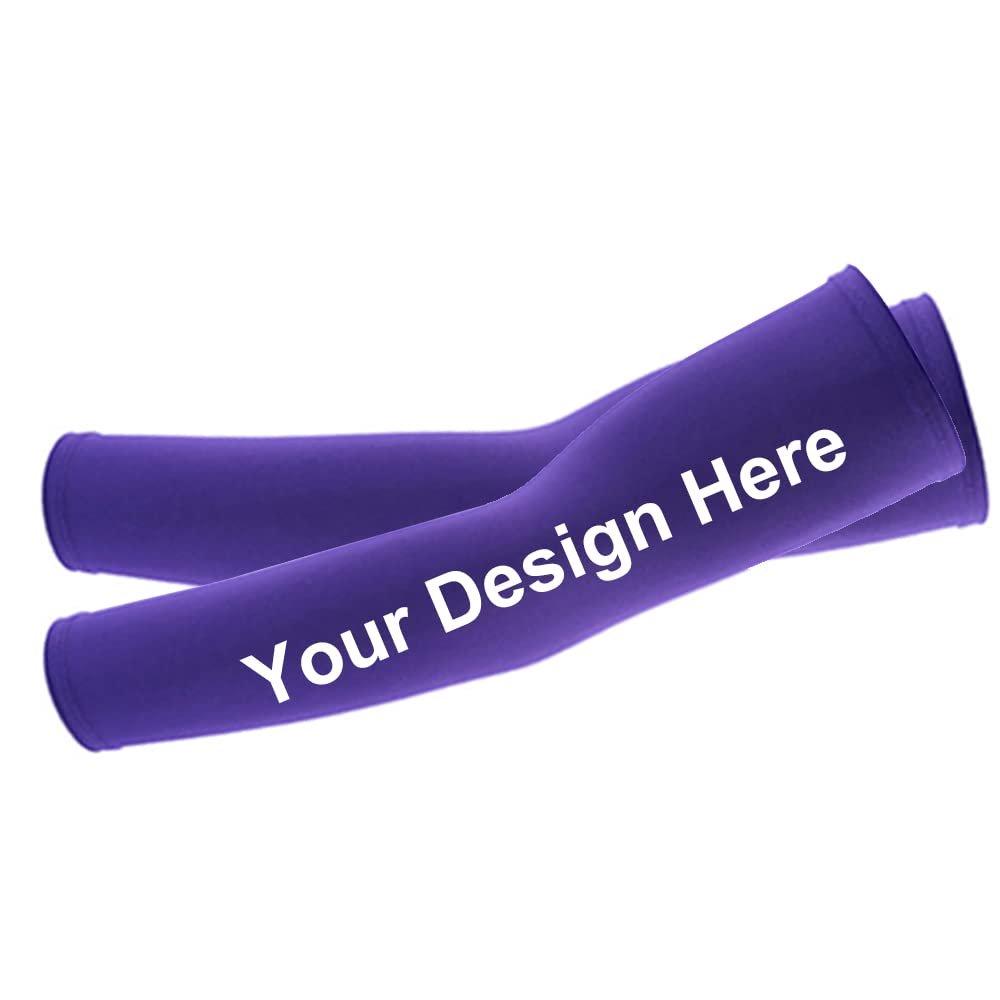 TopTie Custom 1 Pair Arm Sleeves for Men Women, Personalized Arm Compression Sleeve for Football, Basketball & Volleyball-1 Pair Purple