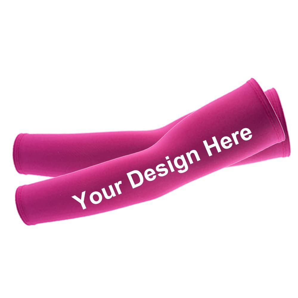 TopTie Custom 1 Pair Arm Sleeves for Men Women, Personalized Arm Compression Sleeve for Football, Basketball & Volleyball-1 Pair Rose Red