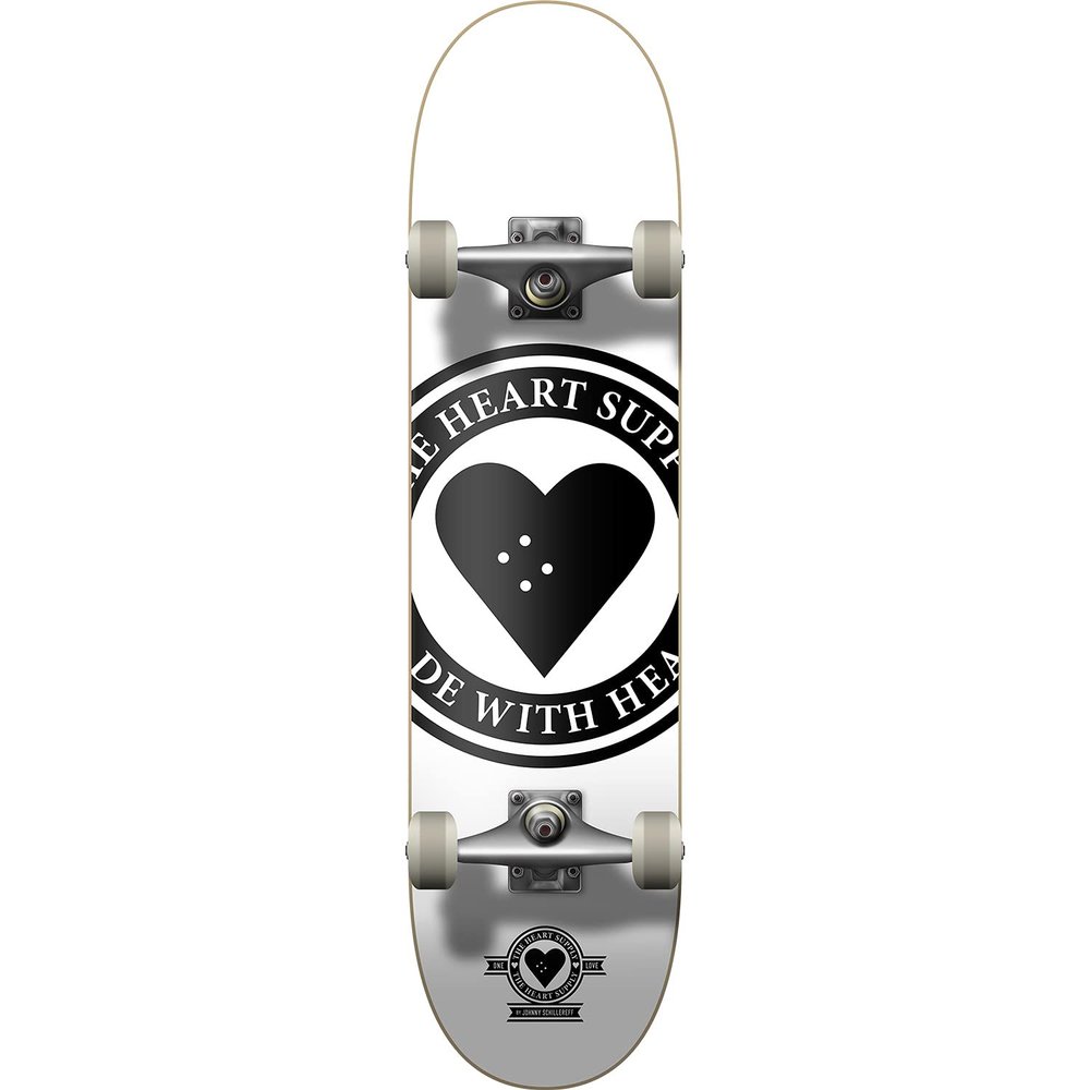 The Heart Supply Badge Logo White Complete Skateboard - 8.25" x 32"