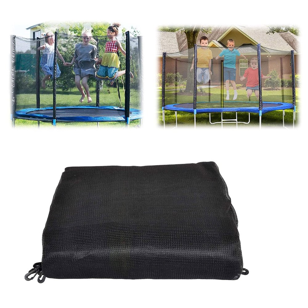LJHSS Replacement Trampoline Safety Net Enclosure,Tear and Weather Resistant,with Zipper & Buckle,Black Trampoline Replacement Net