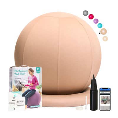 ENOVI ProBalance Yoga Ball Chair, Exercise Ball with Slipcover and Base for Office and Home, Birthing and Pregnancy, 75cm, WB