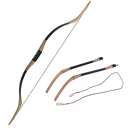 AMEYXGS 59 Inch Traditional Longbow 20-40 Lbs Takedown Revurve Bow Horsebow Traditional Wood Hunting Bows Right Hand and Left Hand for Target Shooting Practice (Bow, 35 lbs)