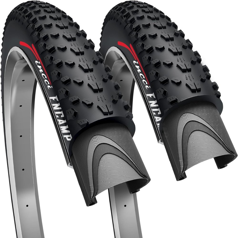 Fincci 26 x 1.95 Inch Bike Tire Foldable, 50-559, 60 TPI, Tough & Durable Nylon Rubber, Kevlar Bead, Set of 2  Compatible with MTB, XC, Enduro, Touring & Hybrid Bicycles
