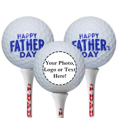 Fathers Day Golf Gift Set 3 Personalized Golf Balls & 20 White Tees Printed with #1 DAD Tournament Quality Balls Unique Gift for Dad, Grandpa, Husband