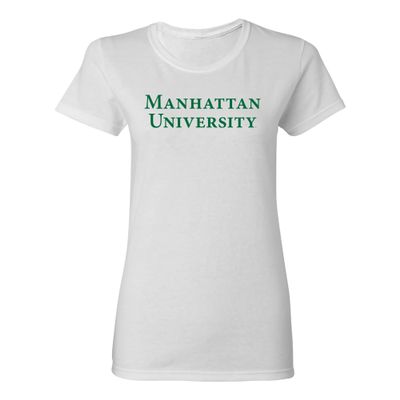 LS01 - Manhattan University Jaspers Basic Block Womens T Shirt - X-Large - White