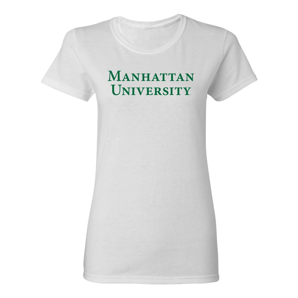 LS01 - Manhattan University Jaspers Basic Block Womens T Shirt - X-Large - White